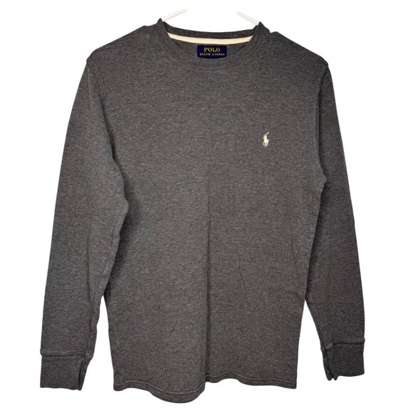 Polo Ralph Lauren Mens SZ S Gray Long Sleeve Thermal Crewneck Pullover Shirt - Picture 1 of 5